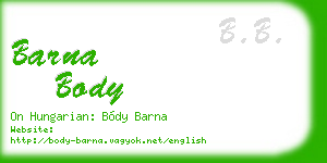 barna body business card